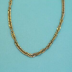 30 inch, Vintage Intricate Gold Tone Curb Chain Necklace by Park Lane - E39